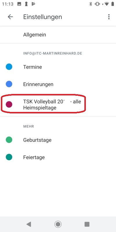 Kalender TSK Volleyball auswaehlen
